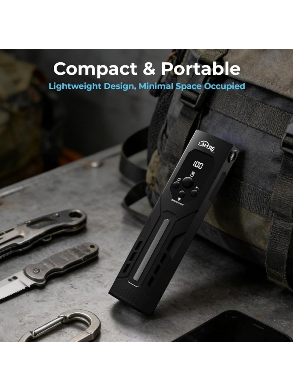 Portable LED Flashlight with Digital Battery Display, Multi-Function Control - Picture 6 of 8